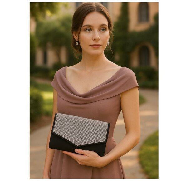 Rhinestone Studded Envelope Clutch Bag for Mother of the Bride - Picture 1 of 2